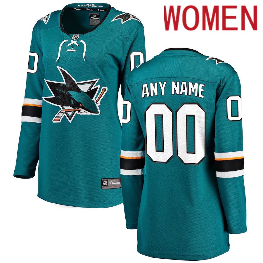 Women San Jose Sharks Fanatics Branded Teal Home Breakaway Custom NHL Jersey